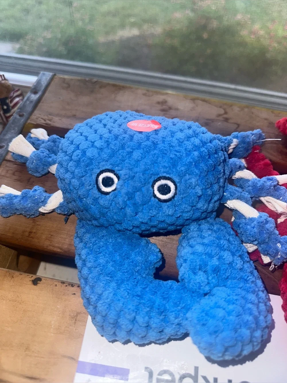 Patchwork Pet Snuggler Plush Dog Toys - Blue Crab & Red Lobster~ New